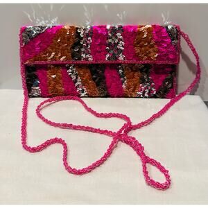 Expressions NYC purse Women’s Mini Shoulder Handbag Pink brown orange evening